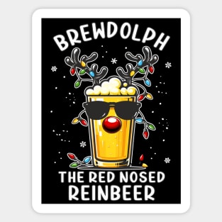 Christmas Funny Brewdolph The Red Nosed Reinbeer Beer Lover Sticker